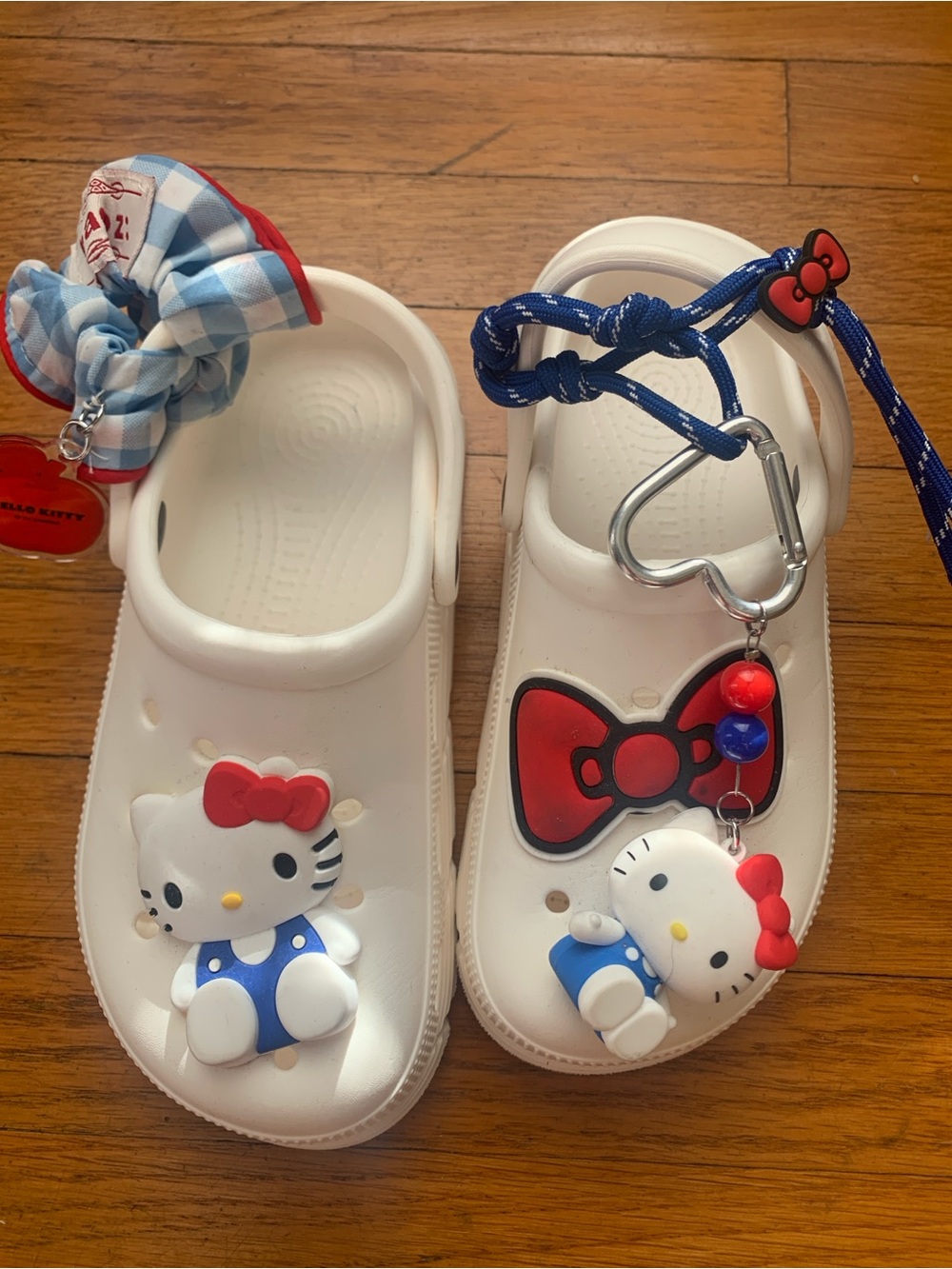 Adorable Hello Kitty Kids Croc inspired Clog Sandals with Red & Blue charms 34
